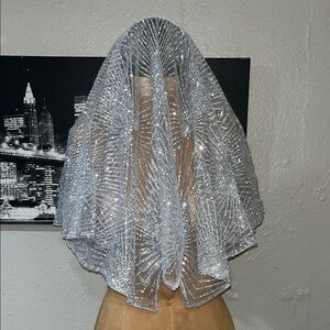 Sparkling Silver headband Veil with glitter